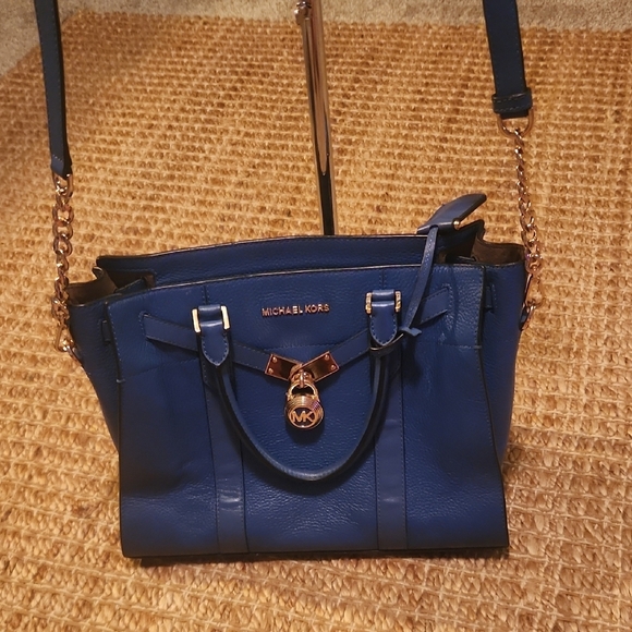 Michael Kors Blue Satchel Structured Design with Top Handles - Picture 7 of 8